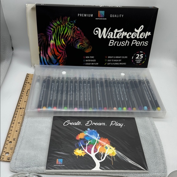 Watercolor Brush Pens by-Crafts & Colors 25-Multi Colors Small Canvas & Paper - Picture 2 of 8